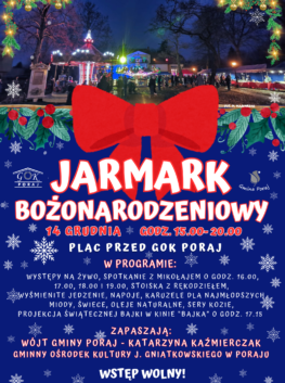 II JARMARK BOŻONARODZENIOWY W PORAJU!